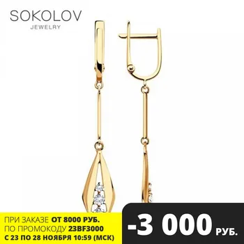 

Drop Earrings with stones SOKOLOV gold with cubic zirconia fashion jewelry 585 women's male, long earrings
