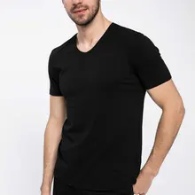 Дефакто мужская повседневная Однотонная футболка с v-образным вырезом и коротким рукавом хлопковая простая футболка высокого качества летняя новинка-K1317AZ19SM