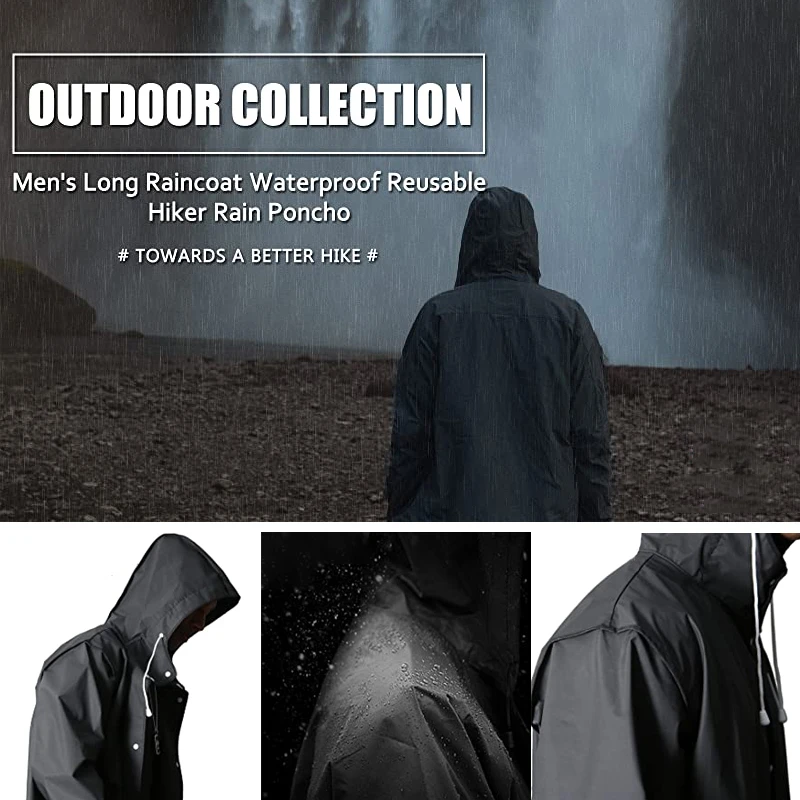 Manteau de Pluie à Capuche pour Adulte, Long, Noir, pour Randonnée en Plein  Air, Voyage, Pêche, Cyclisme, Nouvelle Mode - AliExpress