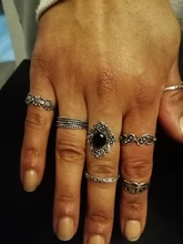 Conjunto de anillo con gemas estilo Retro bohemio para mujer, sortija, flor de cristal, elefante, Loto hueco, 32 estilos, regalo de aniversario de boda