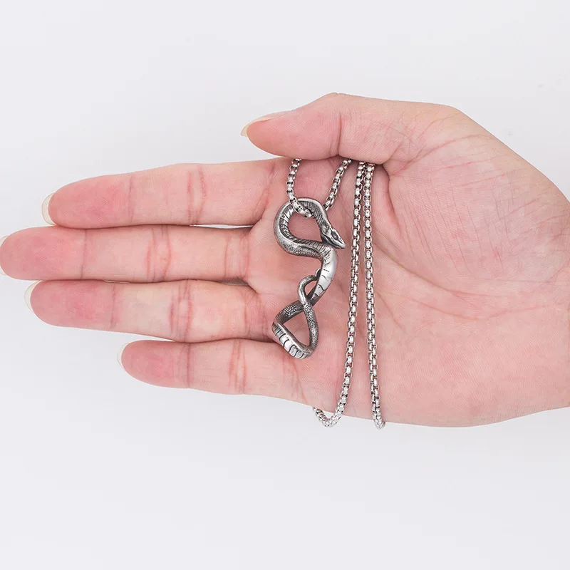 Gothic High Quality Snake Pendant Necklace For Men Sweater Chain Vintage Stainless Steel Punk Rock Men's Necklace Male Jewelry