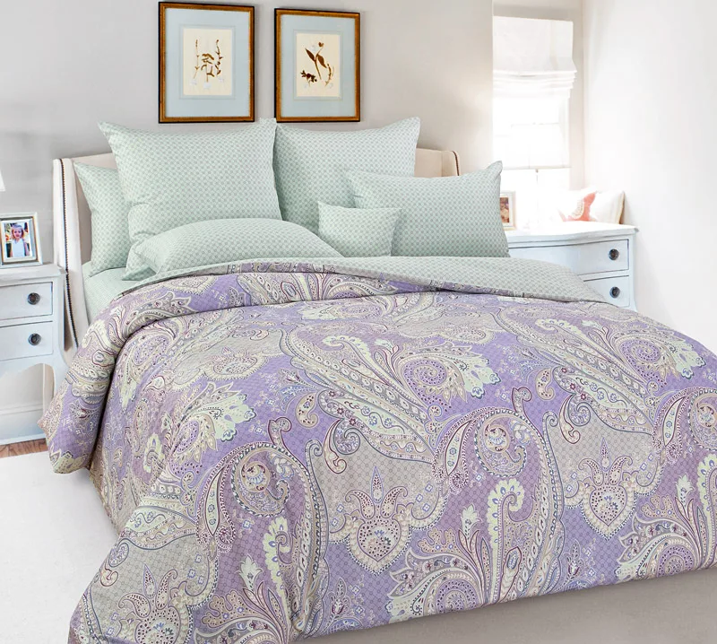 

IV East morning Paisley design satin bedding set , 6 sizes bed linen 4-7pcs/set duvet cover bed sheet side