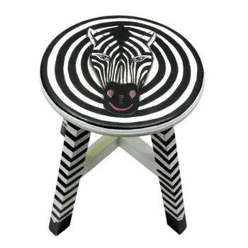 

Stool exclusive hand work with zebra D-30 cm h-40cm wood painting