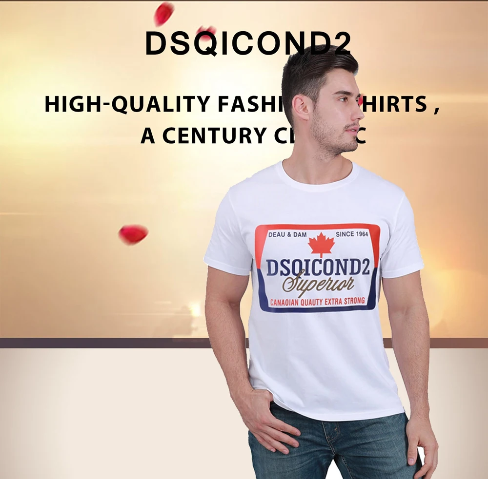 DSQICOND2 Лидер продаж Модная брендовая футболка DSQ2, мужская повседневная футболка с принтом в стиле хип-хоп, хлопковая футболка с коротким рукавом, 3XL