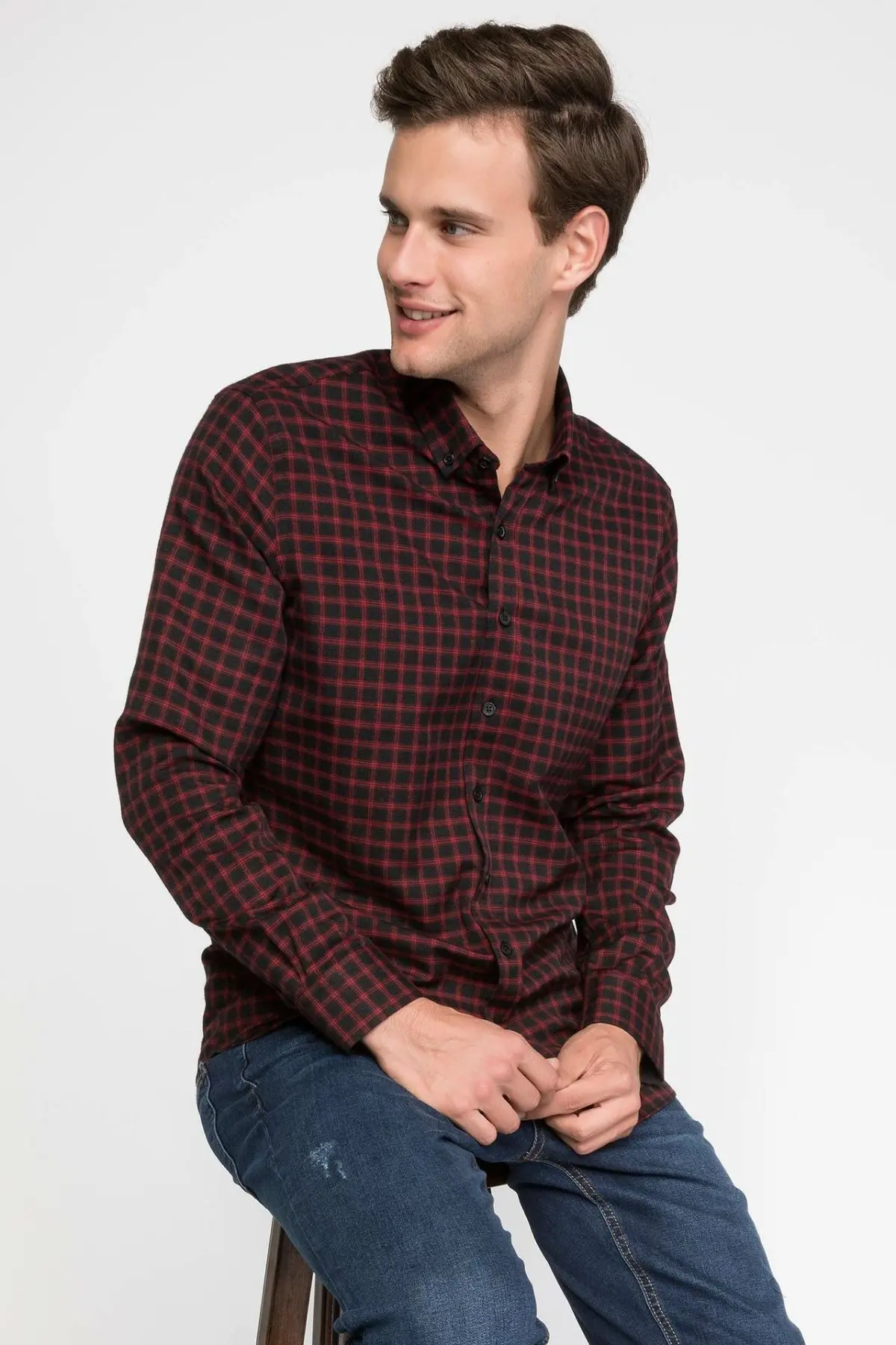 Kopen Defacto Man Fashion Lange Mouwen Mannelijke Ongedwongen Geruite Comfort Blousers Heren Leisure Losse Shirts Herfst Nieuwe J3733AZ18WN