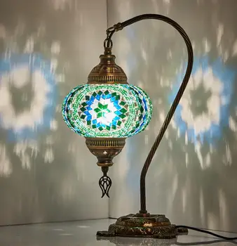 

Turkish Moroccan Mosaic Swan Neck Table Desk Bedside Night Accent Lamp Light Lamp Shade Lampshade