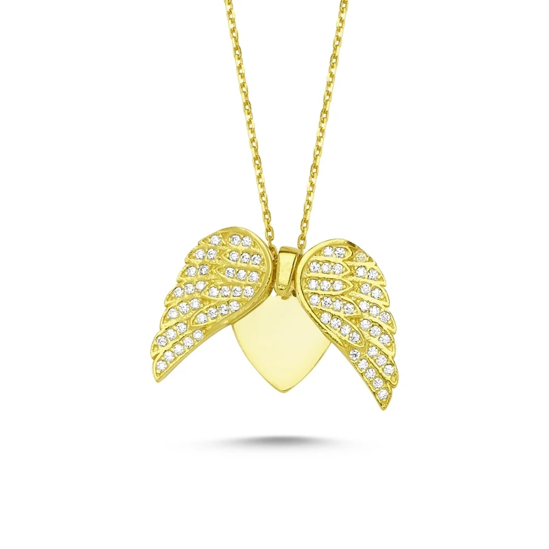 

Zircon Stone Moving Wing & amp; Heart Necklace