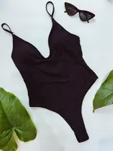 Bañador unicolor de una pieza para mujer, traje de baño Sexy, Monokini de realce de cintura alta, ropa de playa, 2021