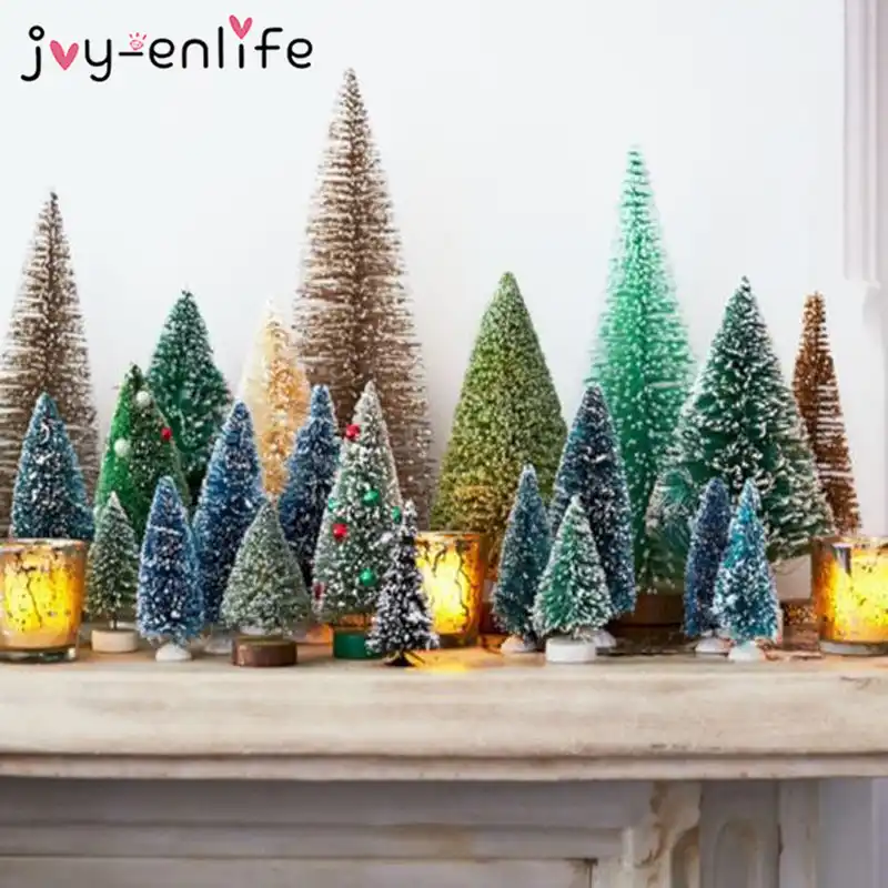 8pcs Christmas Tree Fake Pine Tree Mini Sisal Xmas Tree Christmas