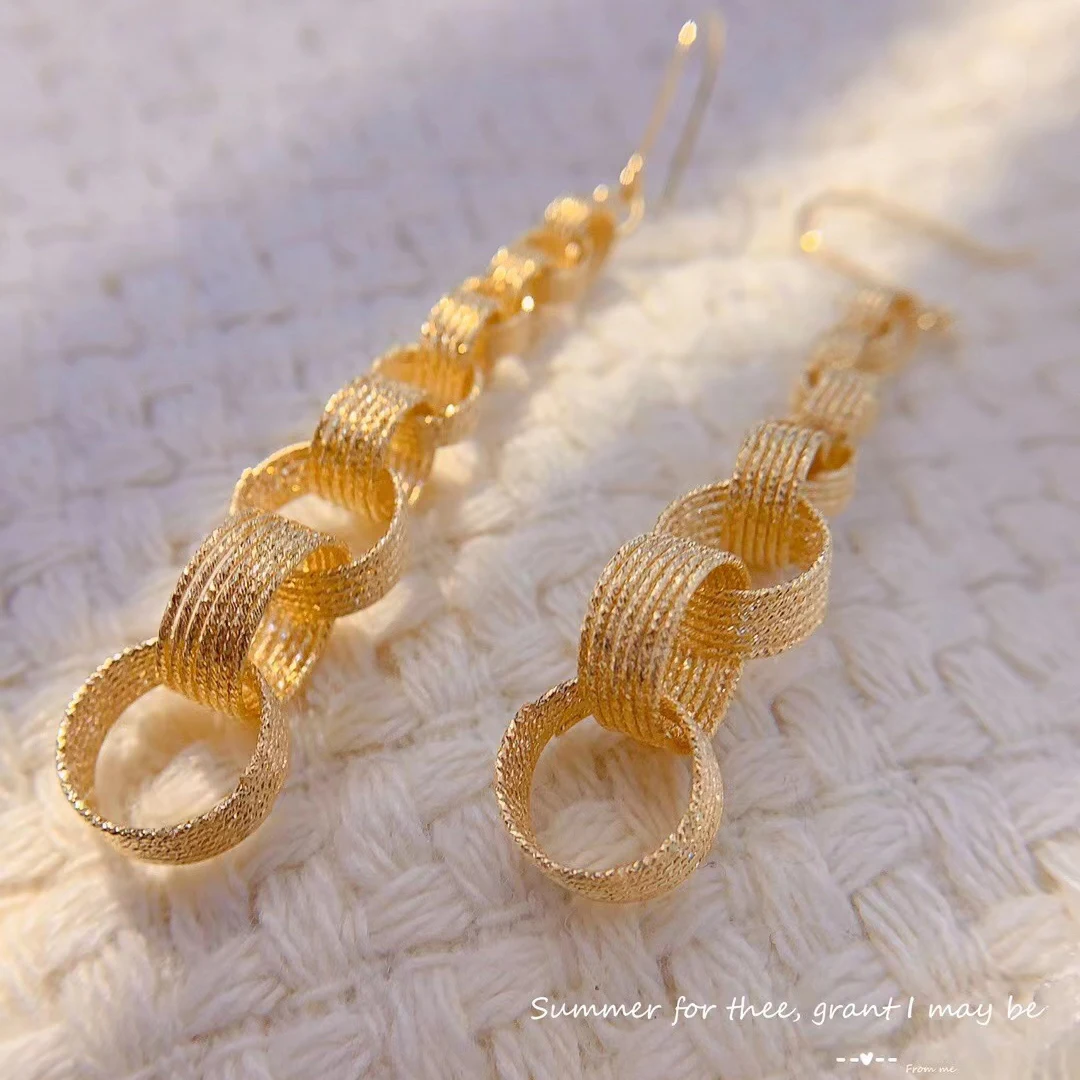 MADALENA SARARA Pure 18k Yellow Gold Women Earrings High Grade Dangle Women Earrings Interlocking AU750 Car Pattern Craft