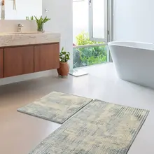 Коврики для ванной нескользящие Противоскользящие коврики Нескользящие противоскользящие хлопковые синие льняные Flosl 2'Li набор 60X100 cm-50X60 см