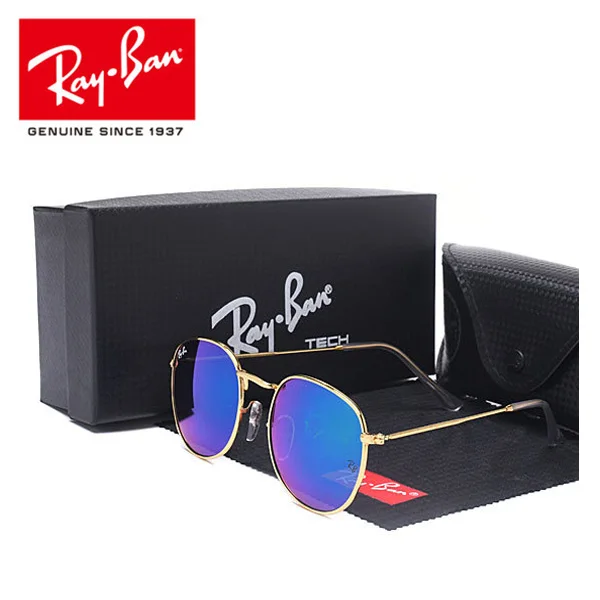 RayBan RB3447 солнцезащитные очки мужские классические RayBan круглые Светоотражающие Ретро солнцезащитные очки Oculos Gafas Shades RayBan поляризационные - Цвет: RB3447-1