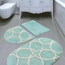 Коврик для ванной | коврик для ванной нескользящие Противоскользящие коврики Бонн Овальный 3л мятный набор 60X100 Cm-50X60 Cm-40X60 см
