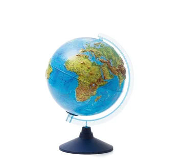 

Globe Earth physical and political (d = 320mm, embossed, with backlight on batteries) (Ве023200267)
