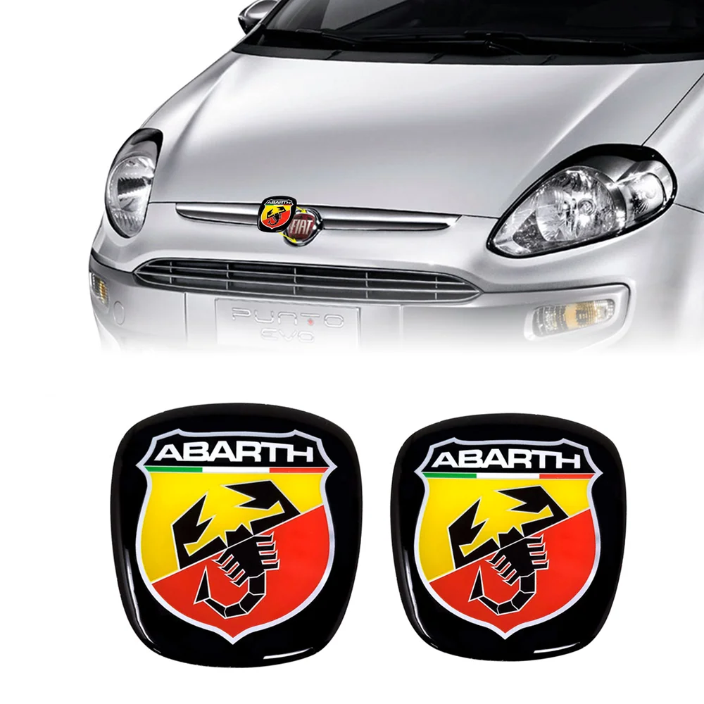 Lot De 2 Stickers/autocollants 3D En PVC Pour Volant - Logo Fiat - Diamètre 53 Mm - Compatible Grande Punto, 500, Bravo, Abarth - Neuf