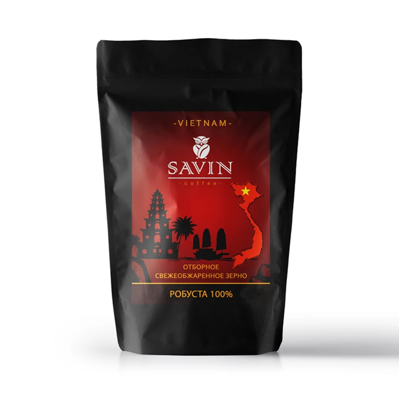 Кофе в зернах 500 гр SAVIN. 100% робуста Вьетнам LAMDONG. | Продукты
