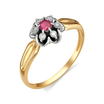 

Gold ring 585 with stones: diamond, ruby