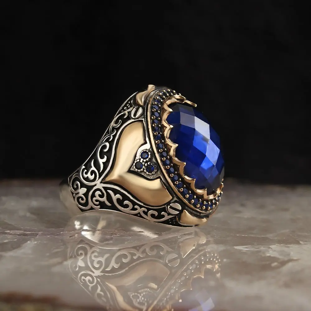

Real Pure 925 Sterling silver ring real zircon stone hand made made in turkey luxury and trendy model vintage style model
