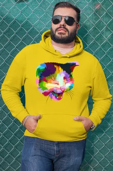 

Angemiel Wear Colorful Smiley Cat Yellow Men 'S Hooded Sweatshirt