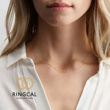 Ringcal 14K Gold Stainless Steel Dainty Clavicle Chain Necklaces for women Party jewelry Trendy Jewelry Wholesale