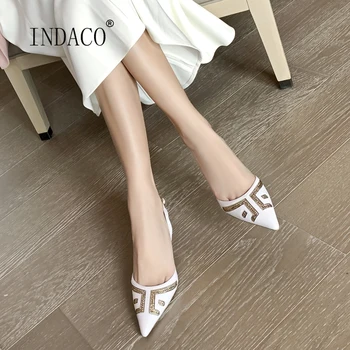 

Pointed Toe Low Heel Summer Shoes Women Leather Footwear Women Sandals 2020 5m