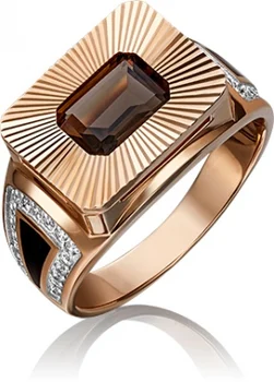 

Yuz platinum ring with cubic zirconia and red gold quartz