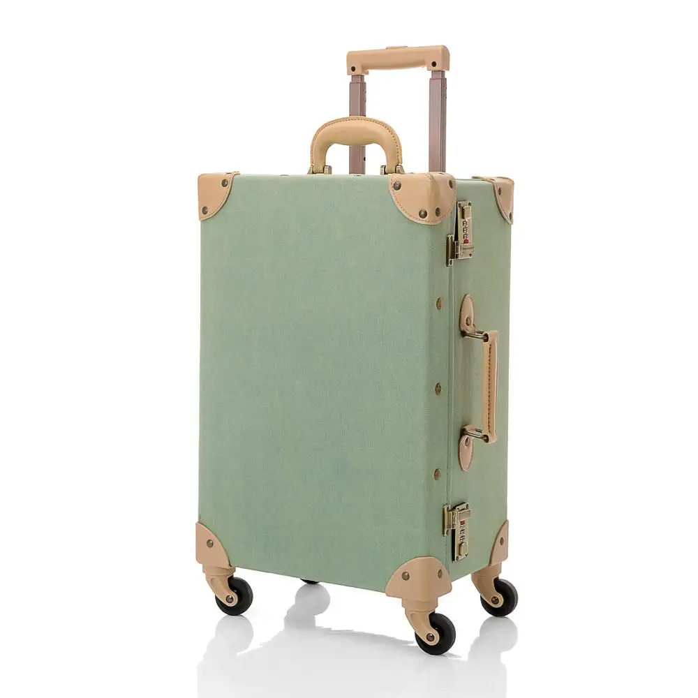 Винтажный тканевый зеленый чемодан C-601-20GC Green