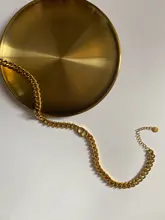 Collar de cadena de acero inoxidable con textura de Metal para mujer, cadena de eslabones cubanos, Gargantilla, regalo de fiesta, 2021