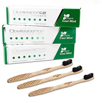 

Opalescence Whitening Toothpaste Whitening Toothpaste Cool Mint fluoride + 3 scrub brush Bamboo's Gift (3 units)