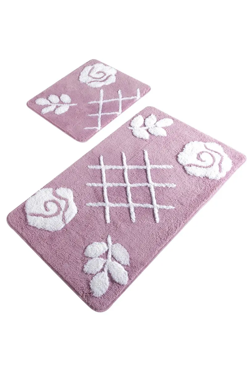 Коврики для ванной нескользящие Противоскользящие коврики Нескользящие противоскользящие сиреневые пастельные 2'Li набор 60X100 см-50X60 см