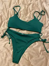 Bikini acolchado con realce para Mujer, traje de baño de dos piezas con lazo lateral, cintura alta, 2021