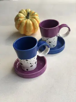 

HANDMADE CERAMIC COFFEE SET 4 PIECE TURKISH COFFEE MUG ESPRESSO