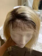 Pelucas de cabello humano Rubio degradado para mujer, pelo liso 4T613 brasileño Remy 613, peluca con malla frontal transparente, pelucas de encaje prearrancadas