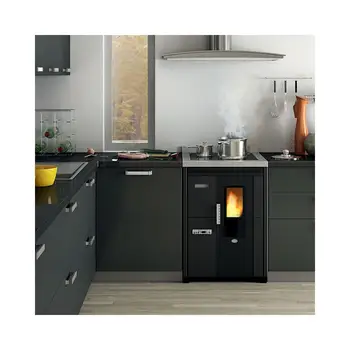 

Nina 7,5 Kw Pellet stove version recessed black embossed with hob In Metalloeva calor973.97