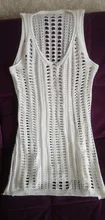 Vestido playero ahuecado para mujer, traje de baño Sexy sin mangas con cuello de pico, Crochet