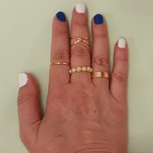 17KM-Conjunto de anillos de cadena de ancho de oro Punk para mujer y niña, sortijas finas irregulares para dedo, regalo, joyería para fiesta 2021