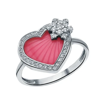 

Silver ring with cubic zirconia and sunlight enamel sample 925