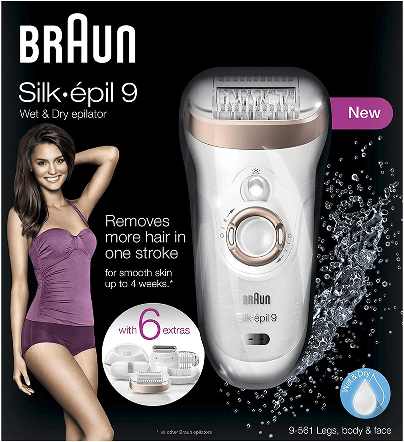 Braun Silk épil 9 9 561 Wet and Dry Cordless Epilator/Epilation Plus 6  Extras|Epilators| - AliExpress