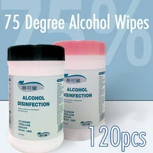 75% Portable 120Pcs Professional Alcohol Pads Wet Wipes Antibacterial Face Hands Wipes Antiseptic Cleanser Non-woven RO Pure Wat