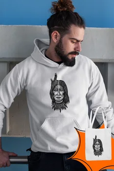 

Angemiel Wear Indian Skull And Crossbones White Male Hooded Sweatshirt Bags Kombin