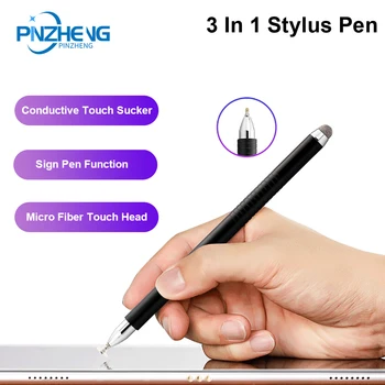 

PINZHENG 3 In 1 Stylus Pen Metal Capacitive Touch Pen With Microfiber Touch Head Mobile Phone Stylus For Phone Android Pens