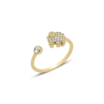 

KUTAYDAN Zircon Cubic Zirconia Adjustable Tall Elephant Ring 925 Sterling Silver