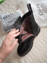 AIYUQI-Botas cortas de cuero genuino para mujer, botines de lana cálidos y antideslizantes, para estudiantes, para invierno, 2021