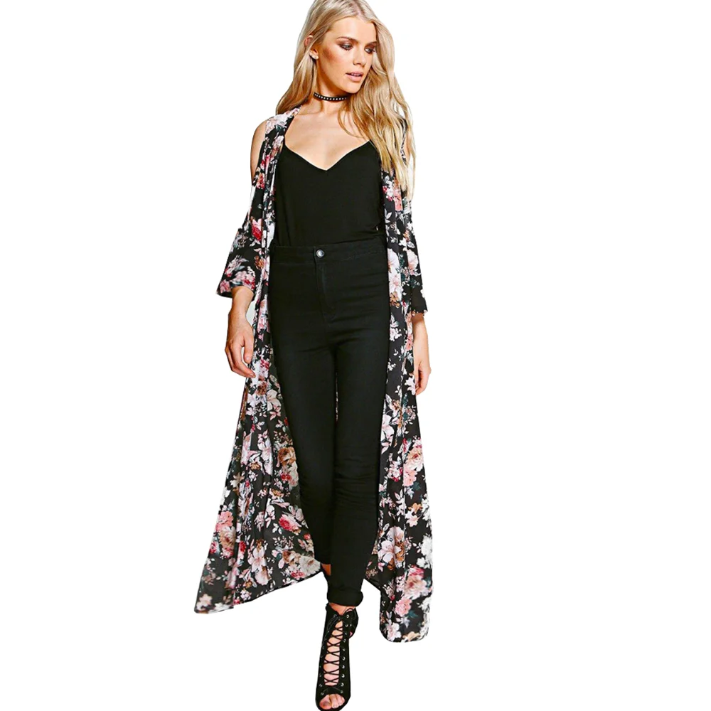 kimono preto floral