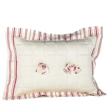 

Cotton pillowcase with knots and check back 45X35 red stripes