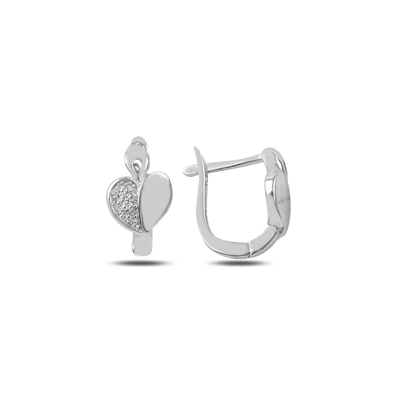 

Silver 925 Sterling Zircon Stone Heart Earrings