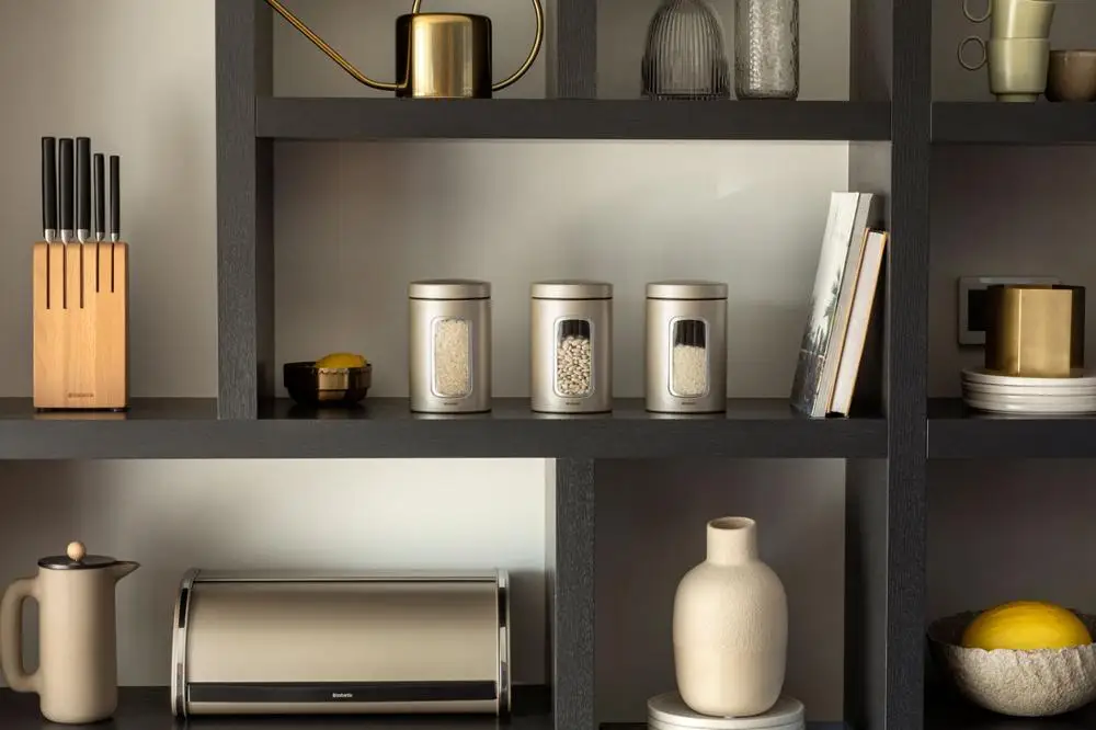 Набор контейнеров Brabantia с окном 1 4л 3 предмета шампань 304842|Бутылки и банки для
