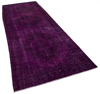 

141x386 Cm Fuchsia Handmade English Over Dyed Runner Rug-5x13 Ft