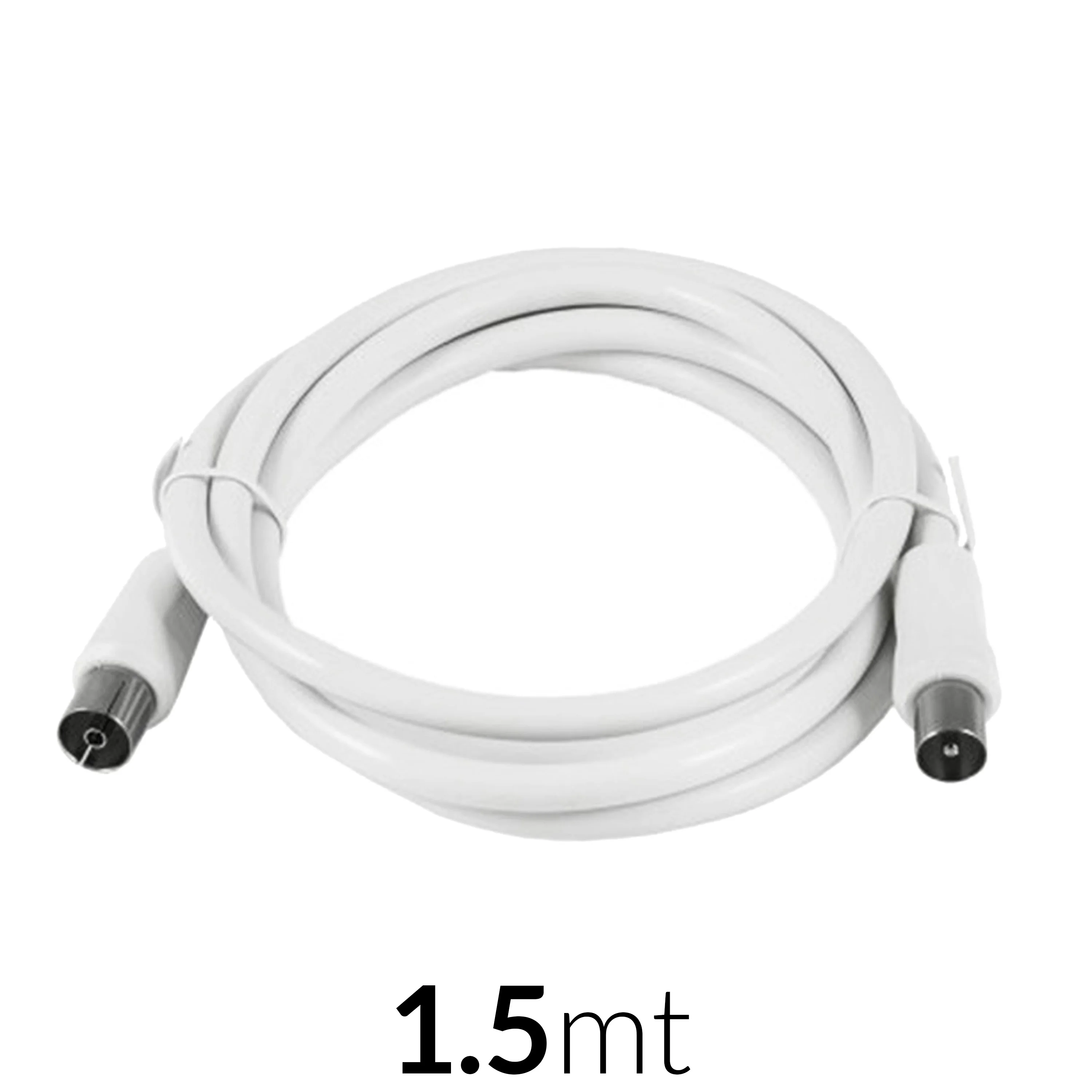 Cable de antena de TV coaxial rg6, macho/hembra, toma de antena, satélite,  televisores (Blanco, 1,5 m)