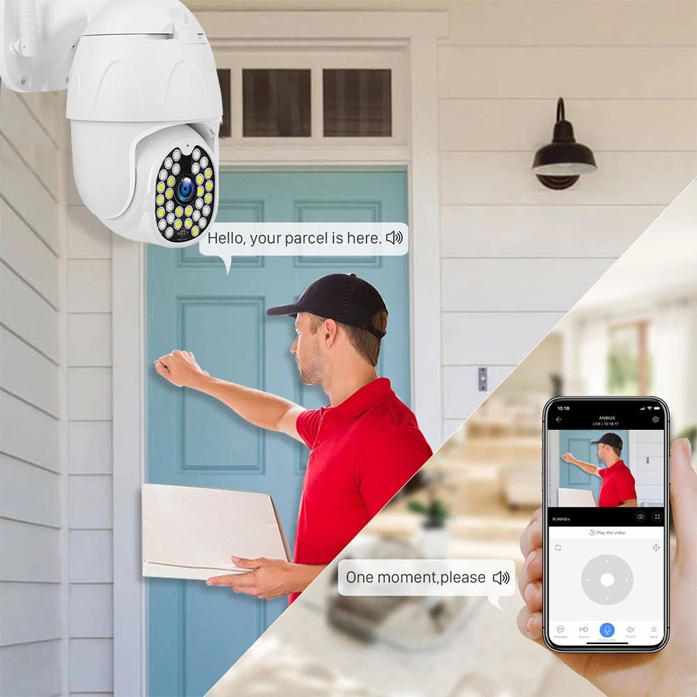 1080P PTZ WIFI камера 2MP автоматическое отслеживание водонепроницаемый CCTV Домашняя